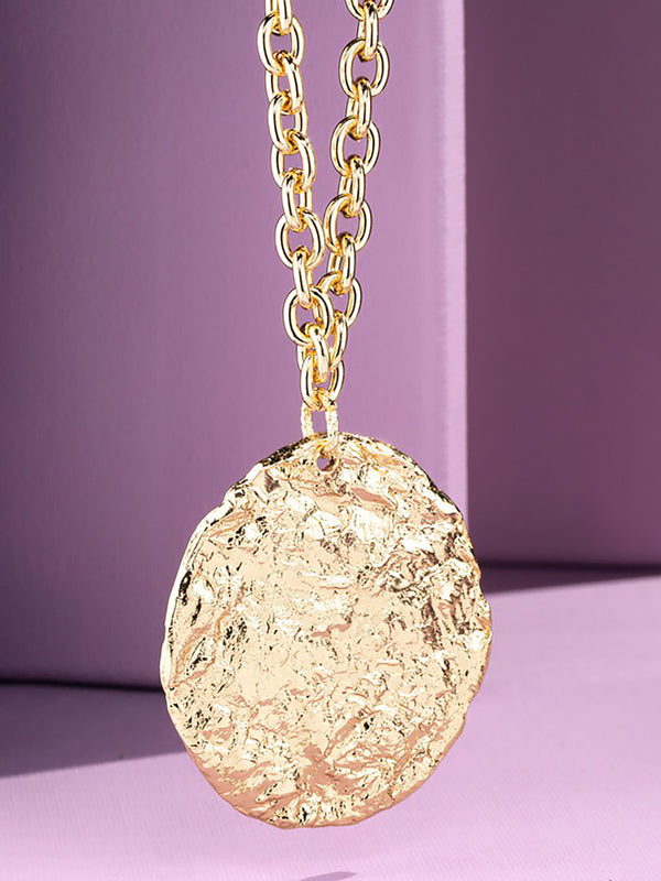 Hammered Power Pendant Necklace Accessory PinkOrchidFashion