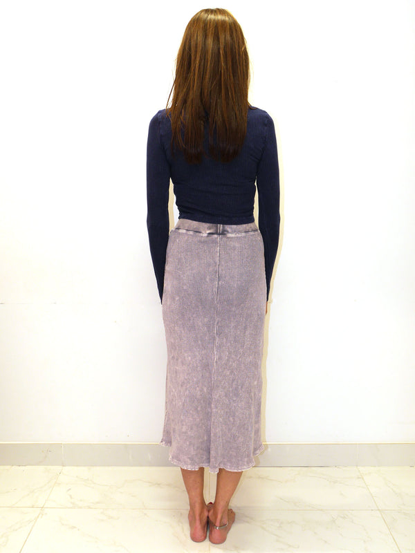 Hashtag Ribbed Mineral Dyed Midi Skirt Skirts PinkOrchidFashion