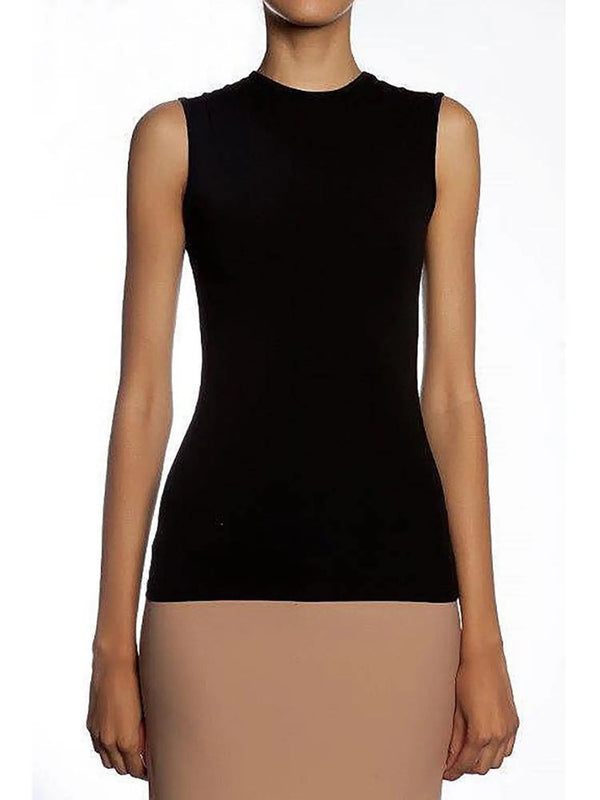 Women's Cotton Crewneck Sleeveless Shell Top - PinkOrchidFashion