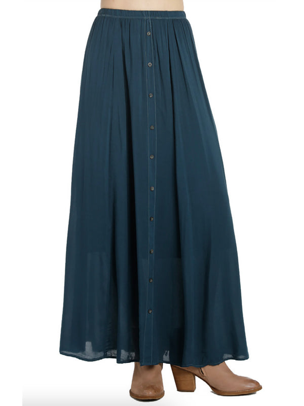 Hard Tail Rayon Button Front Maxi Skirt (Style RV-92) Hard Tail