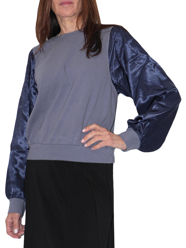 Hard Tail Satin Sleeve Banded Top (Style SAT-46) - Tops