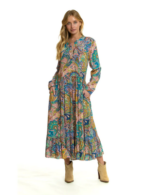 Paisley Maxi Dress With Long Sleeves | Tolani - Dresses