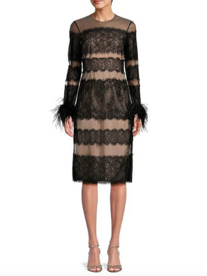 Mikael Aghal Anna Lace and Feather Dress Mikael Aghal