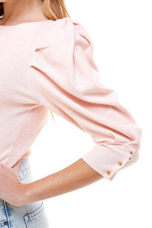 On Twelfth Pleated Sleeve Sweater - PinkOrchidFashion