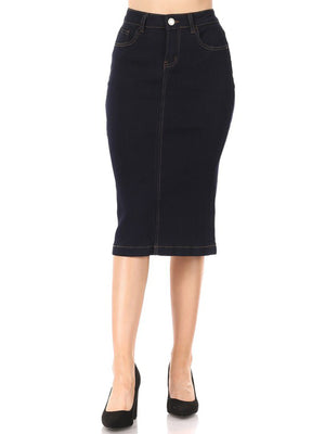 G-Gossip Apparel Denim Knee Length Skirt - Long Skirts