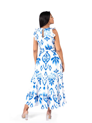 Eterna Abstract Print Sleeveless Maxi Dress