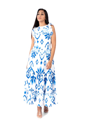 Eterna Abstract Print Sleeveless Maxi Dress - Dresses