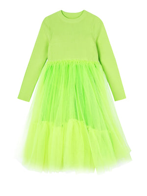 JNBY Girl's Ribbed Sweater and Tulle Dress JNBY