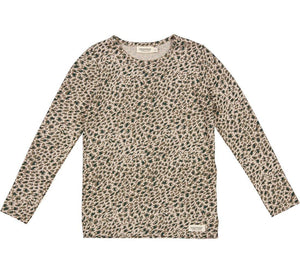 Marmar Copenhagen Tan and grey unisex long sleeve kid's leopard print t-shirt