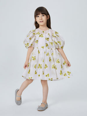 JNBY Girl's Floral Embroidered Overlay Dress