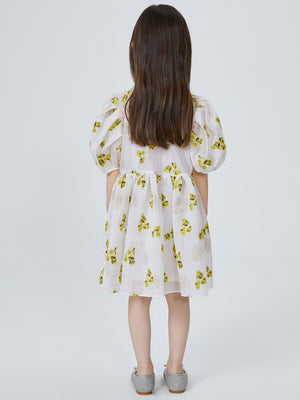 JNBY Girl's Floral Embroidered Overlay Dress