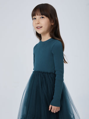 JNBY Girl's Ribbed Sweater and Tulle Dress JNBY