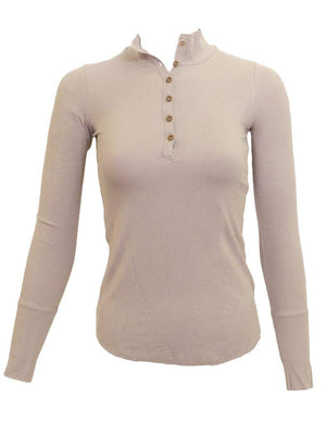 Point Long Sleeve Cotton Ribbed Henley Top