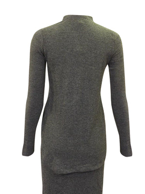 Ginger Knit Button Charcoal Sweater