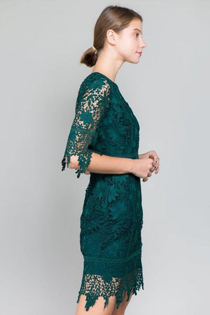 Right side view of Emerald Green Fitted Sheath Dress