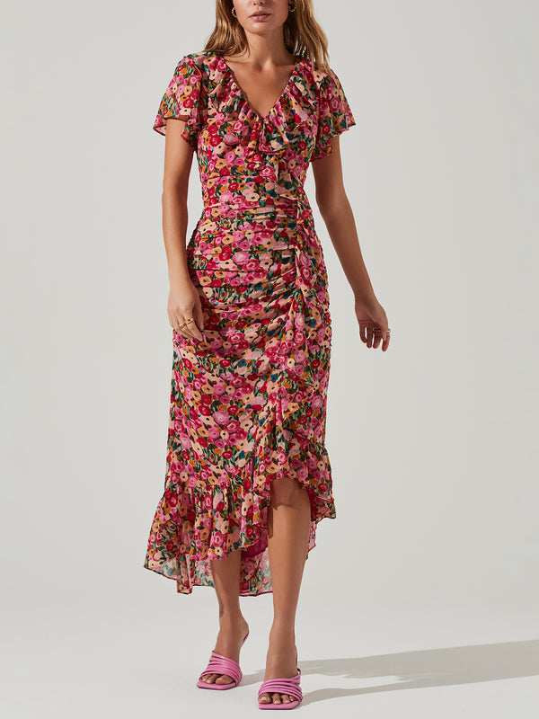 ASTR Floral Ruched Dress