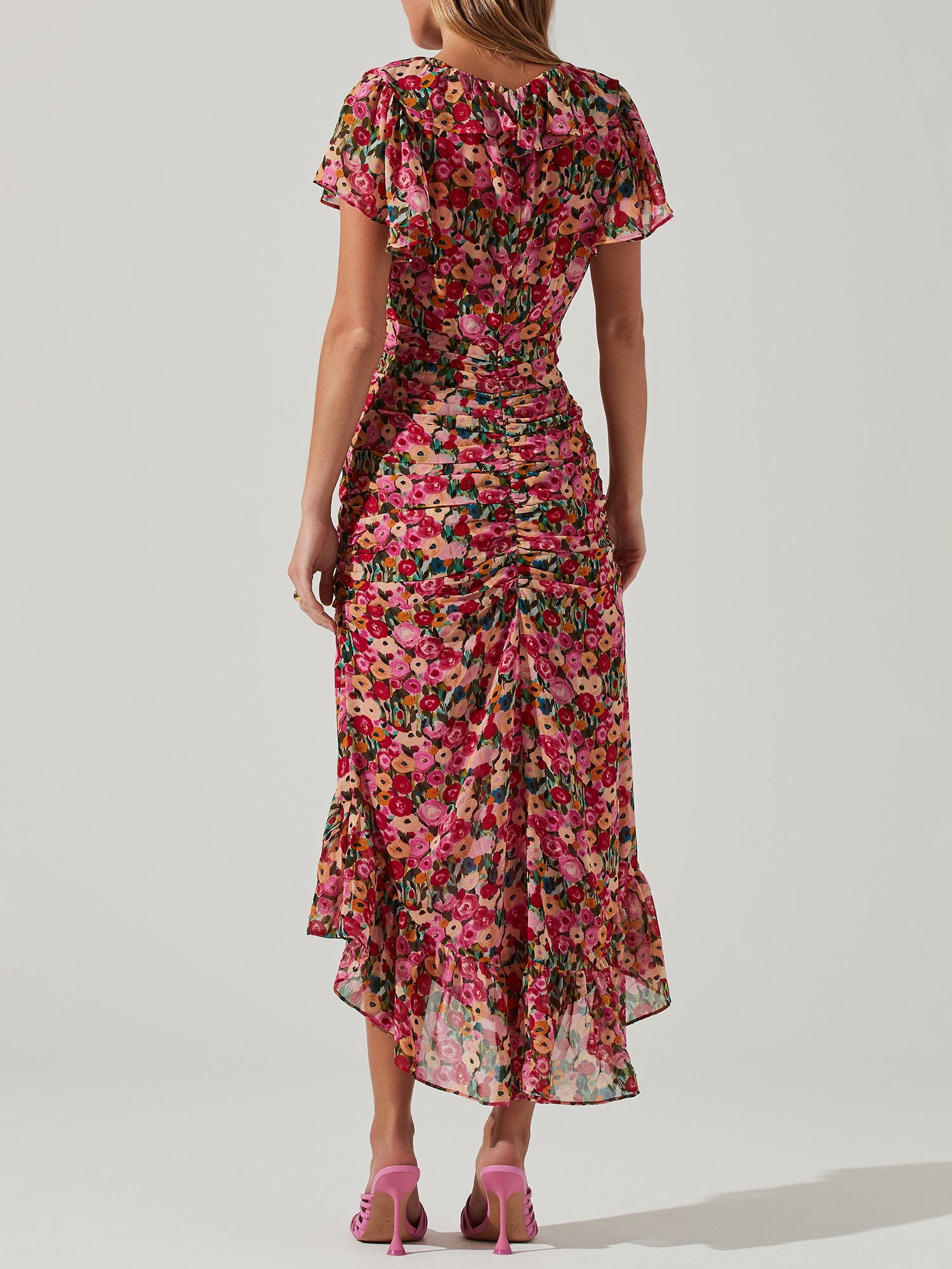 ASTR Floral Ruched Dress - Dresses