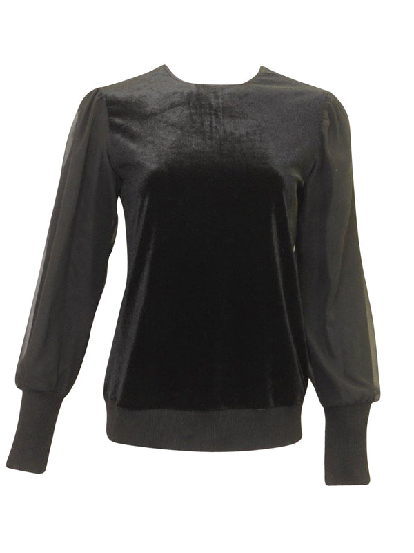 EUX Velour Puff Sleeve Top