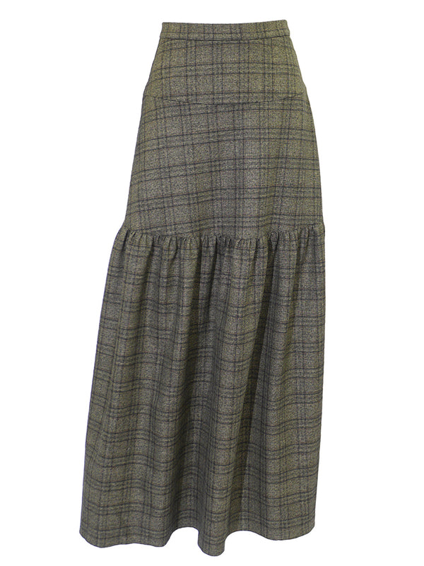 Kathie K Long Plaid Skirt