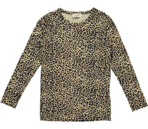 Marmar Copenhagen Unisex Kids Tan and black leopard print t-shirt product shot,