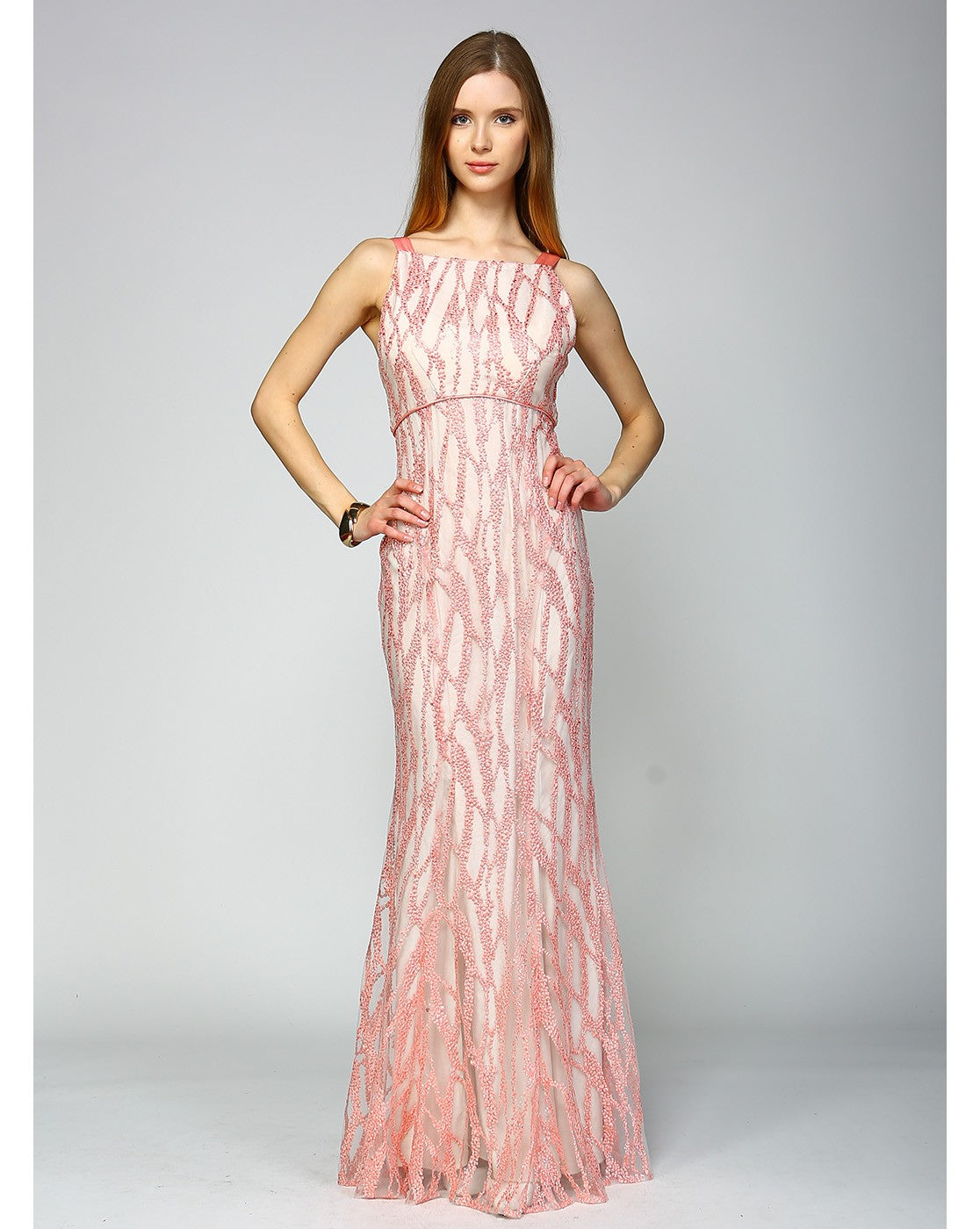 Minuet Maxi Long Wavy Embroidered Dress PinkOrchidFashion