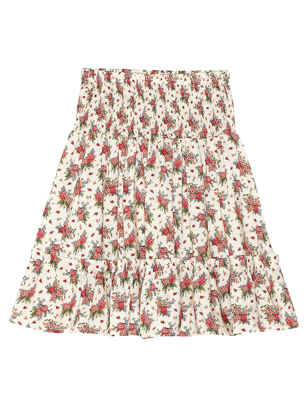 Christina Rohde Floral Smocked Waist Skirt