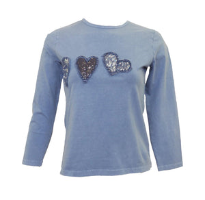 Love and Laughter Denim Hearts T-Shirt - PinkOrchidFashion