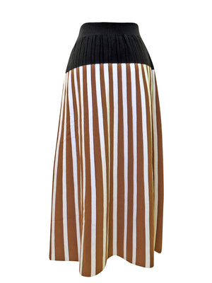 Ivee Yolk Waist Knit Striped Skirt Ivee