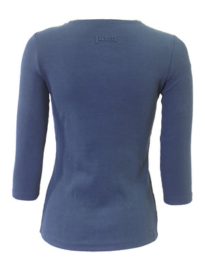 Point Ribbed 3/4 Sleeve Crewneck Top - Tops