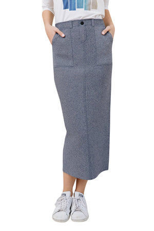 Apparalel Denim Knit Midi Pencil Skirt