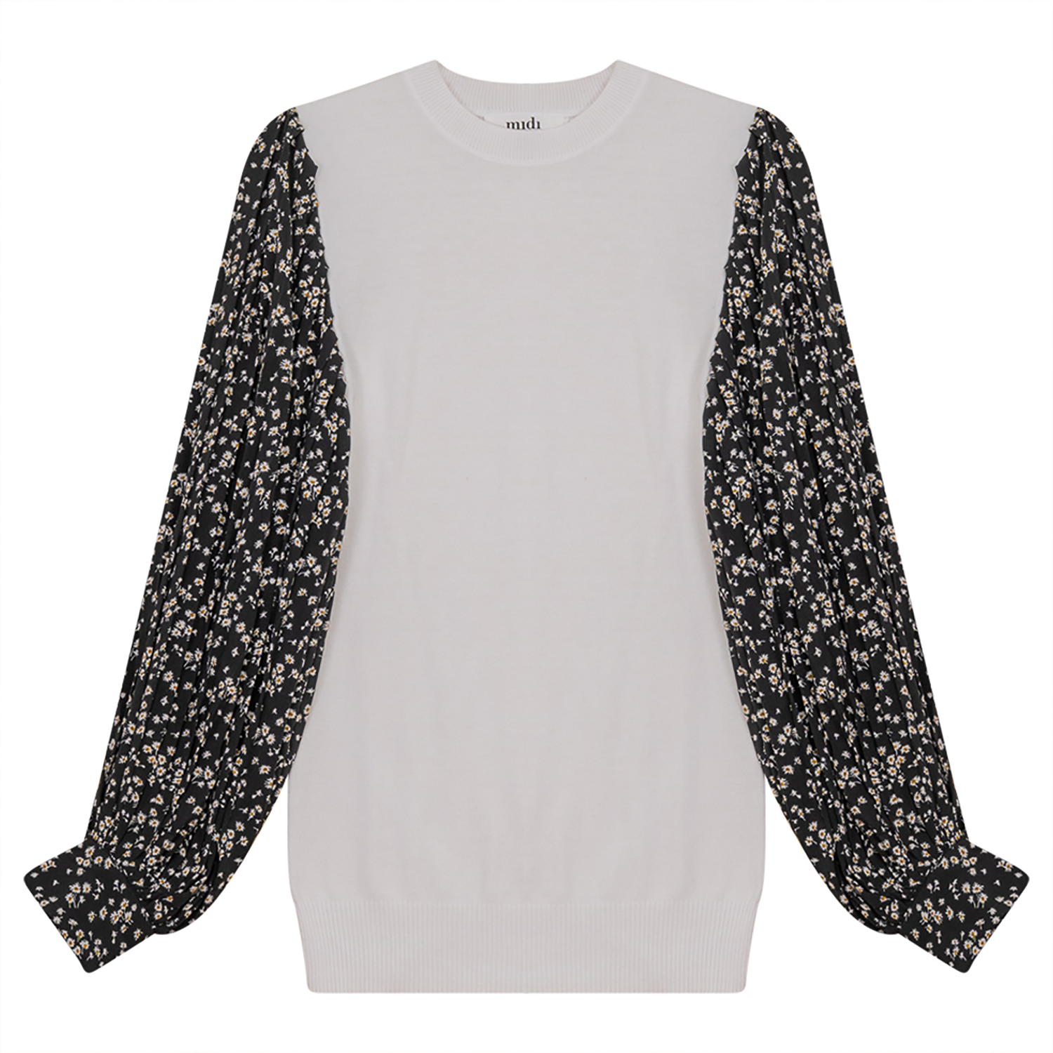 Midi Floral Sleeve Georgette Sweater - Tops