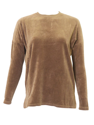 Hard Tail Velour Slouchy Pullover Top (V-184)