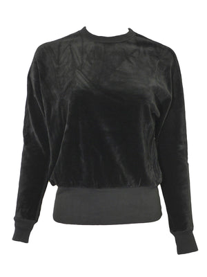 Hard Tail Velour Long Sleeve Banded Pullover Top (V-199)