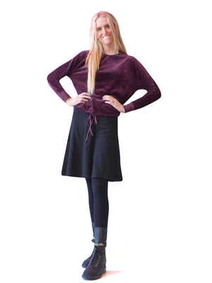 Hardtail Velour Slouchy Drawstring Pullover Top (Style V-217) - Tops