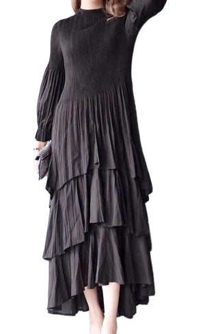 Veeca Long Sleeve Multi-Layer Dress
