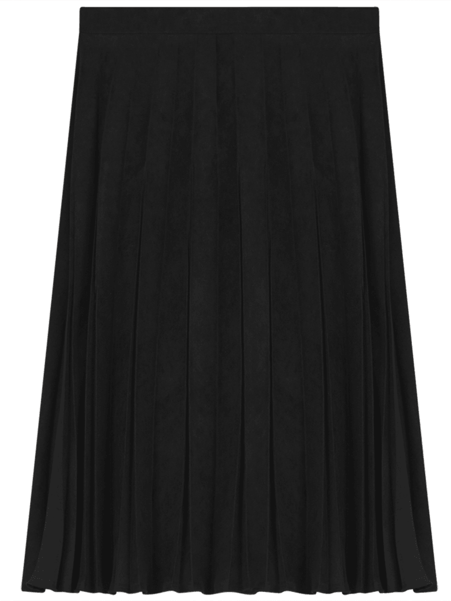 Ginger Suede Pleated Knee Length Skirt - Black or Chocolate