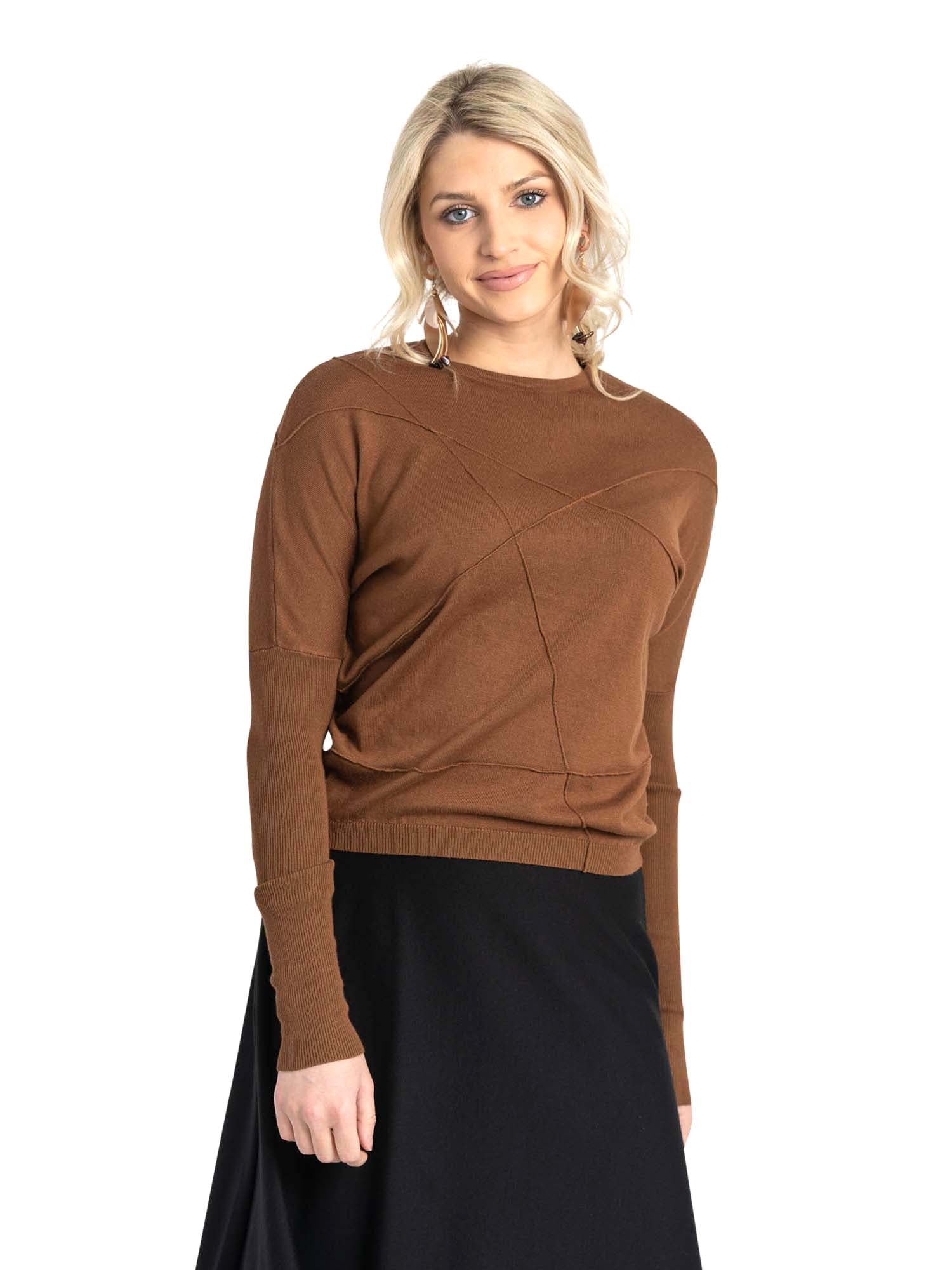 EUX Seamed Dolman Knit Top - Tops
