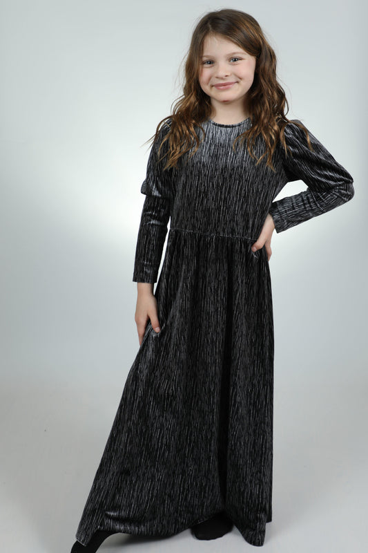 ZigZag Girls Velour Puff Sleeve Maxi Dress Lilac Designz