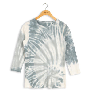 Point Ribbed Tie-Dye Crewneck Top - Tops