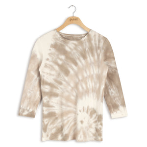 Point Ribbed Tie-Dye Crewneck Top - Tops