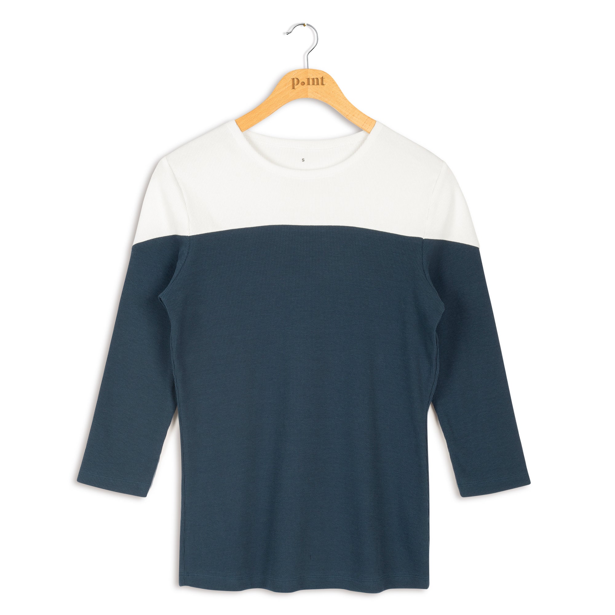 Point Ribbed Colorblock Crewneck Top - Tops