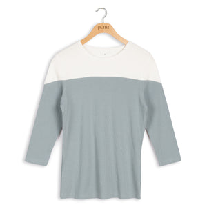 Point Ribbed Colorblock Crewneck Top - Tops