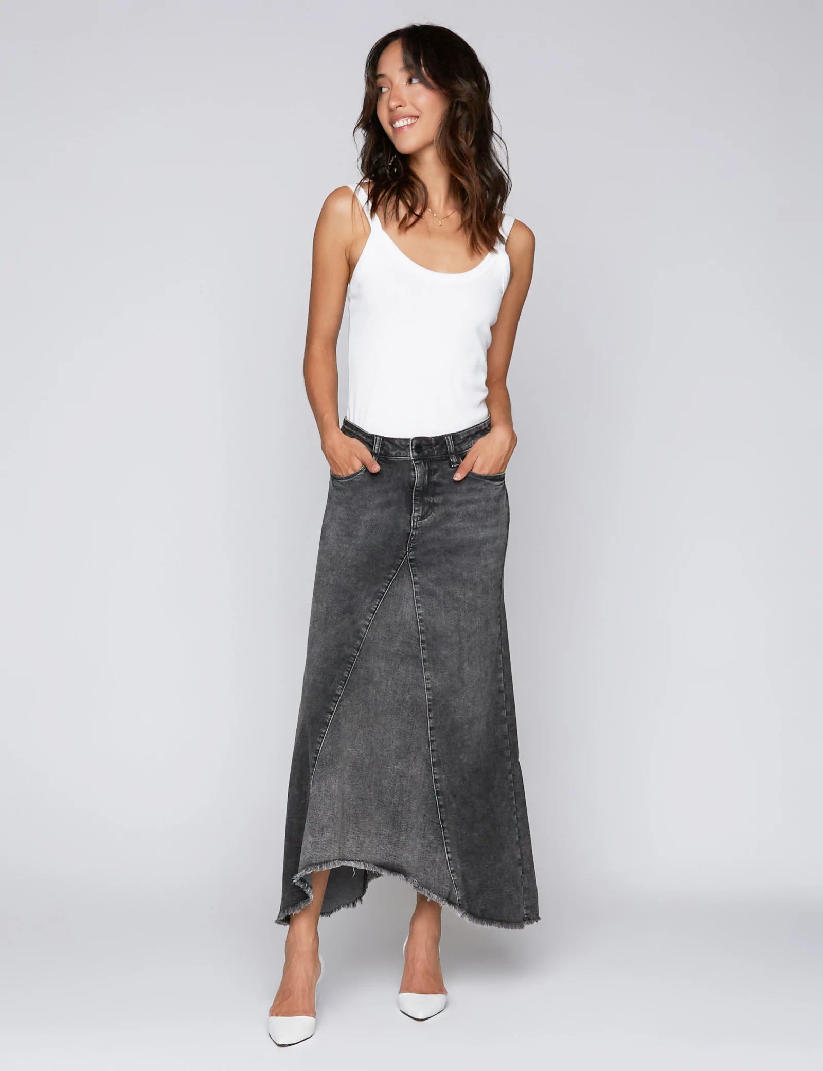 Gray denim shop skirt